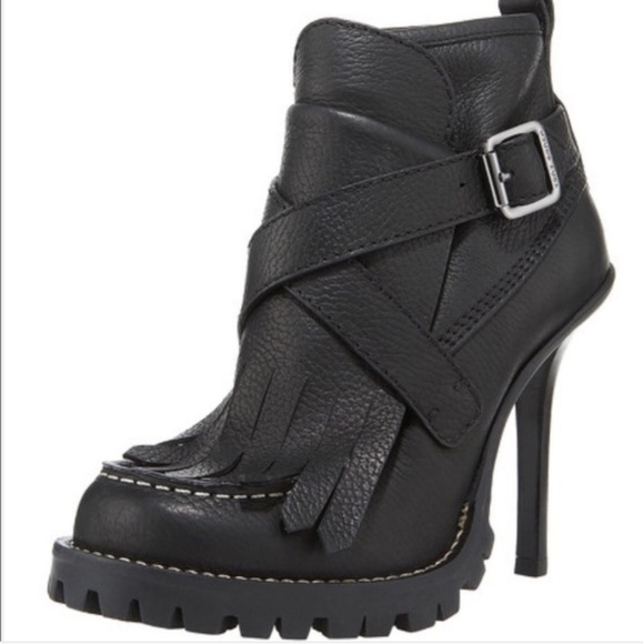 Tory Burch Shoes - Tory Burch Lyle Kiltie Fringe Black Ankle Bootie